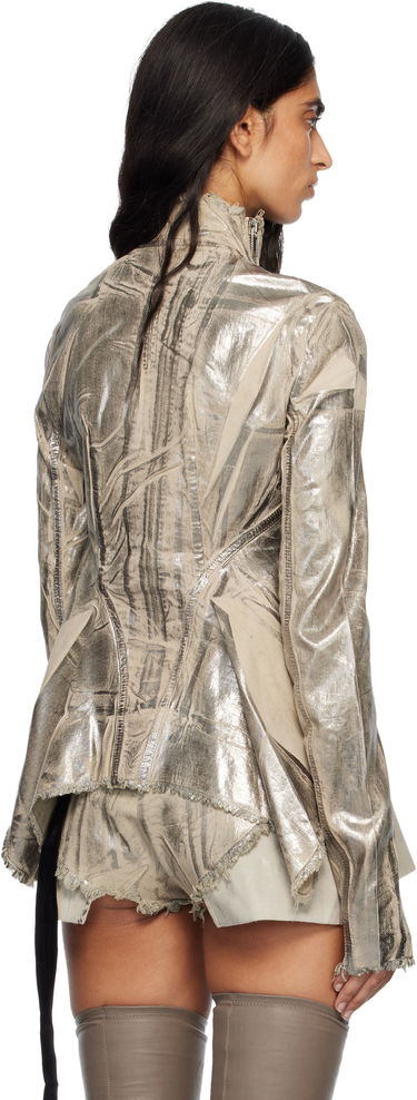 Takki Rick Owens Concordians Naska Gary Metallic Crinkled Denim Jacket Metallinen | DS02E7703 SDPF, 2