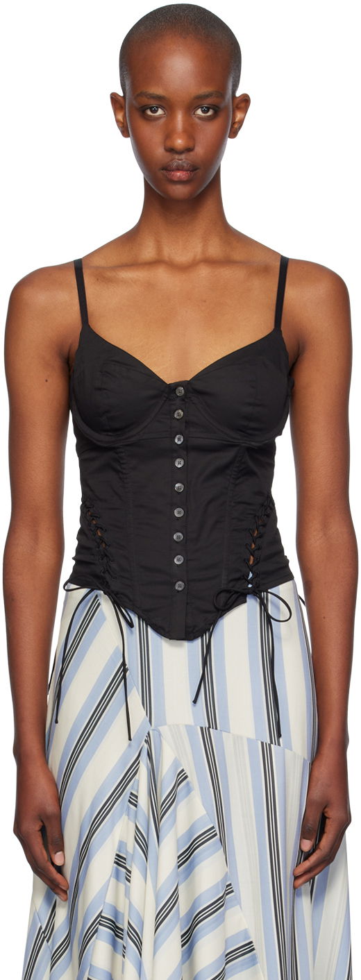Tankkitoppi Miaou Miaou Christina Lace-Up Corset Top Musta | 7150SPSBLK