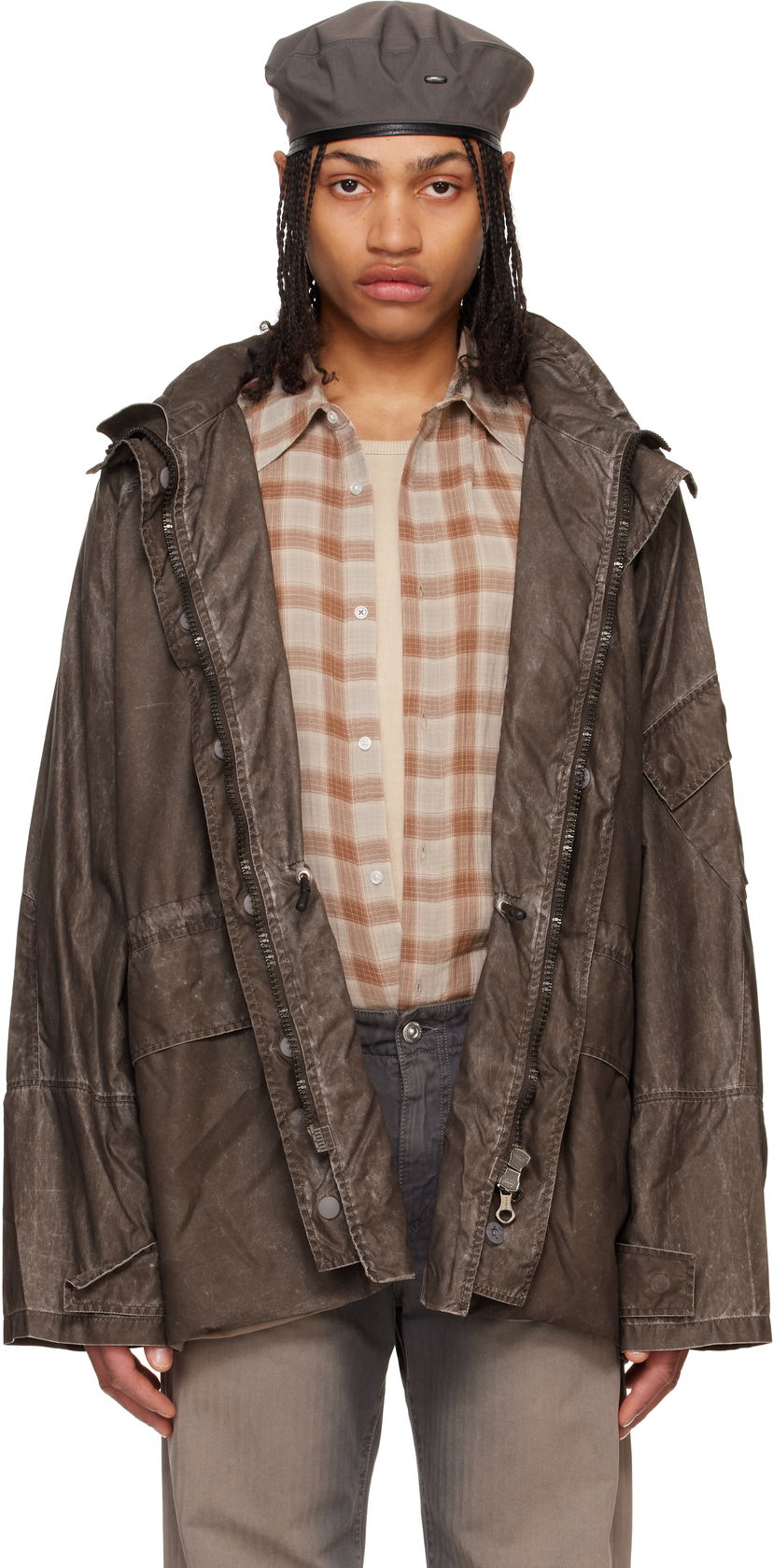Parka OUR LEGACY Our Legacy Horizon Hooded Waxed Cotton Jacket Harmaa | M2251HAB