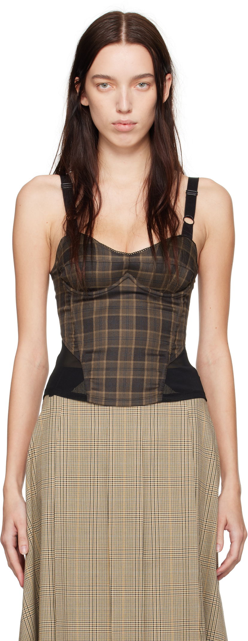 Tankkitoppi Miaou Miaou Marguerite Plaid Corset Top Ruskea | 7149PLBPLB