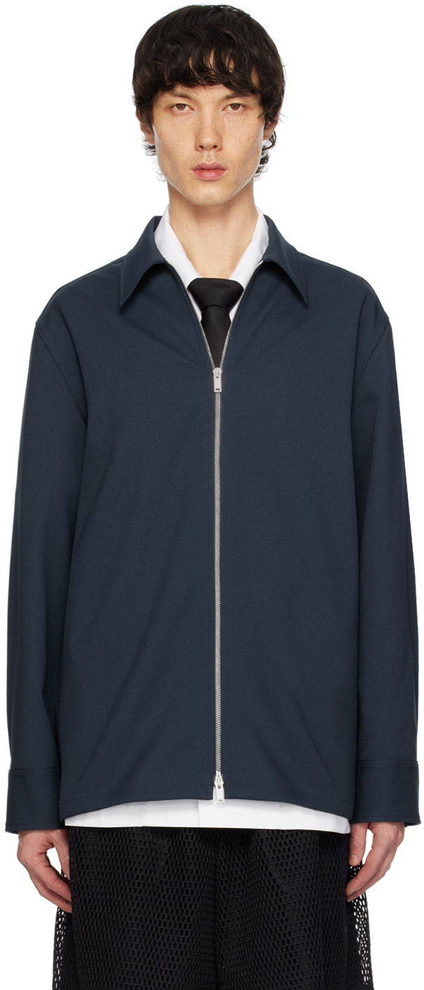 Paita Jil Sander Zip Shirt Tummansininen | J22DL0178_J70001