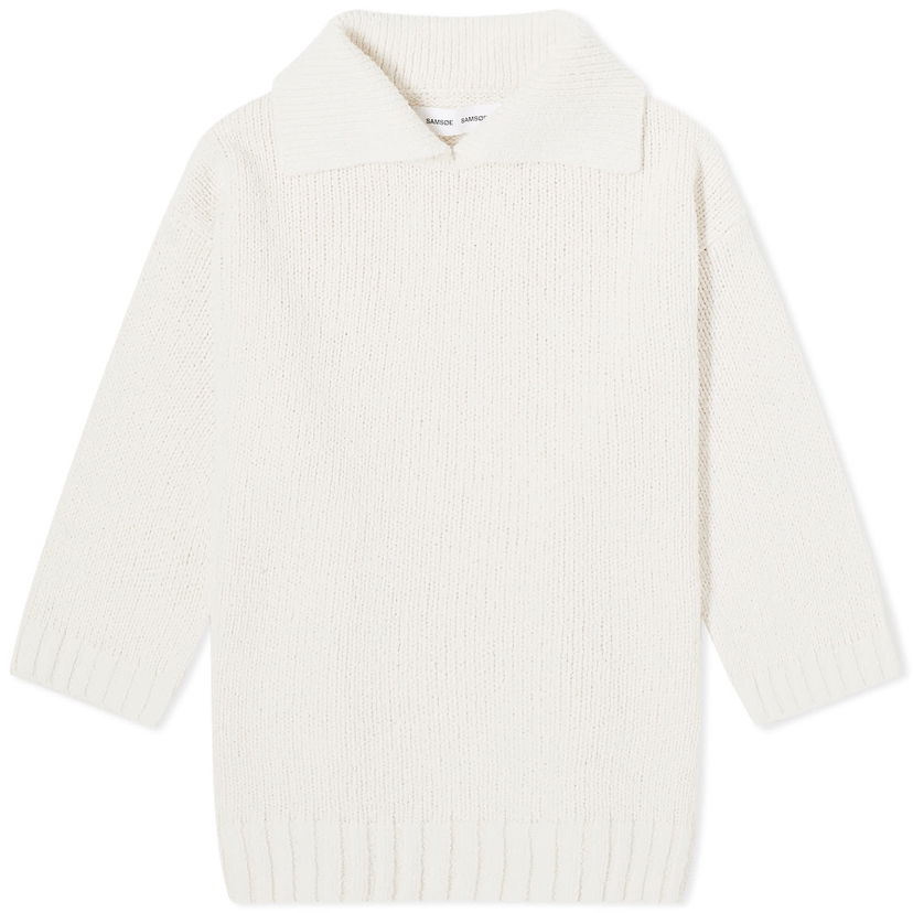 Villapaita Samsoe Samsoe Samsøe Samsøe Salou Knitted Polo Shirt Valkoinen | F24100057-F24100057