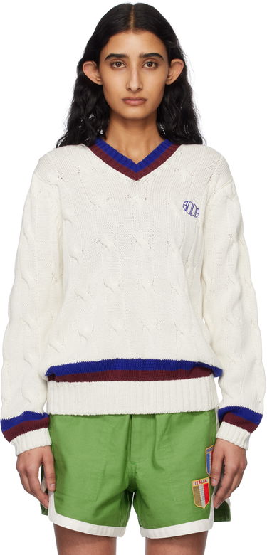 Villapaita Bode Bode Tennis Knit Sweater Valkoinen | MRS25KT052, 0