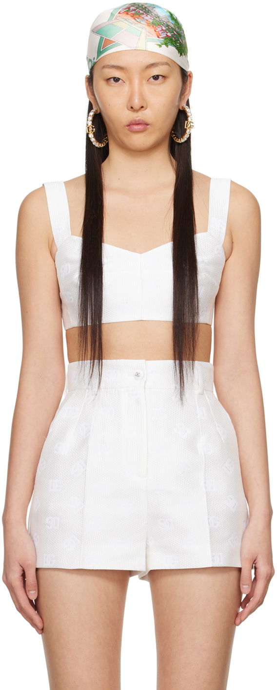 Tankkitoppi Dolce & Gabbana Jacquard Tank Top Valkoinen | F7Q34T HJMOW