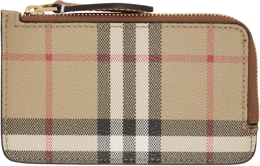Lompakko Burberry Burberry Check Zip Card Holder Beige | 8109804