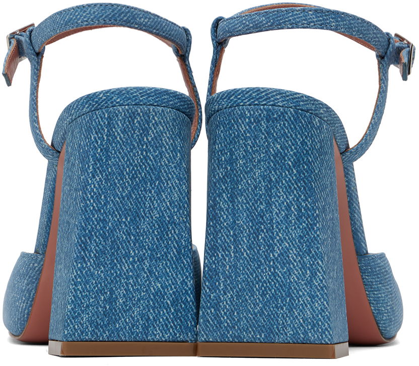 Tennarit ja kengät Amina Muaddi Suede Printed Denim Heels Sininen | CHARLOTTE PUMP BLOCK PRINTED, 1
