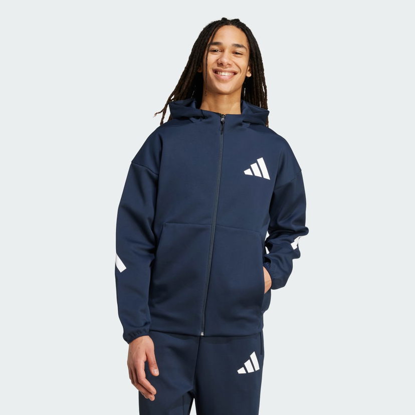 Takki adidas Performance Z.N.E. Full-Zip Hooded Jacket Tummansininen | JW4718