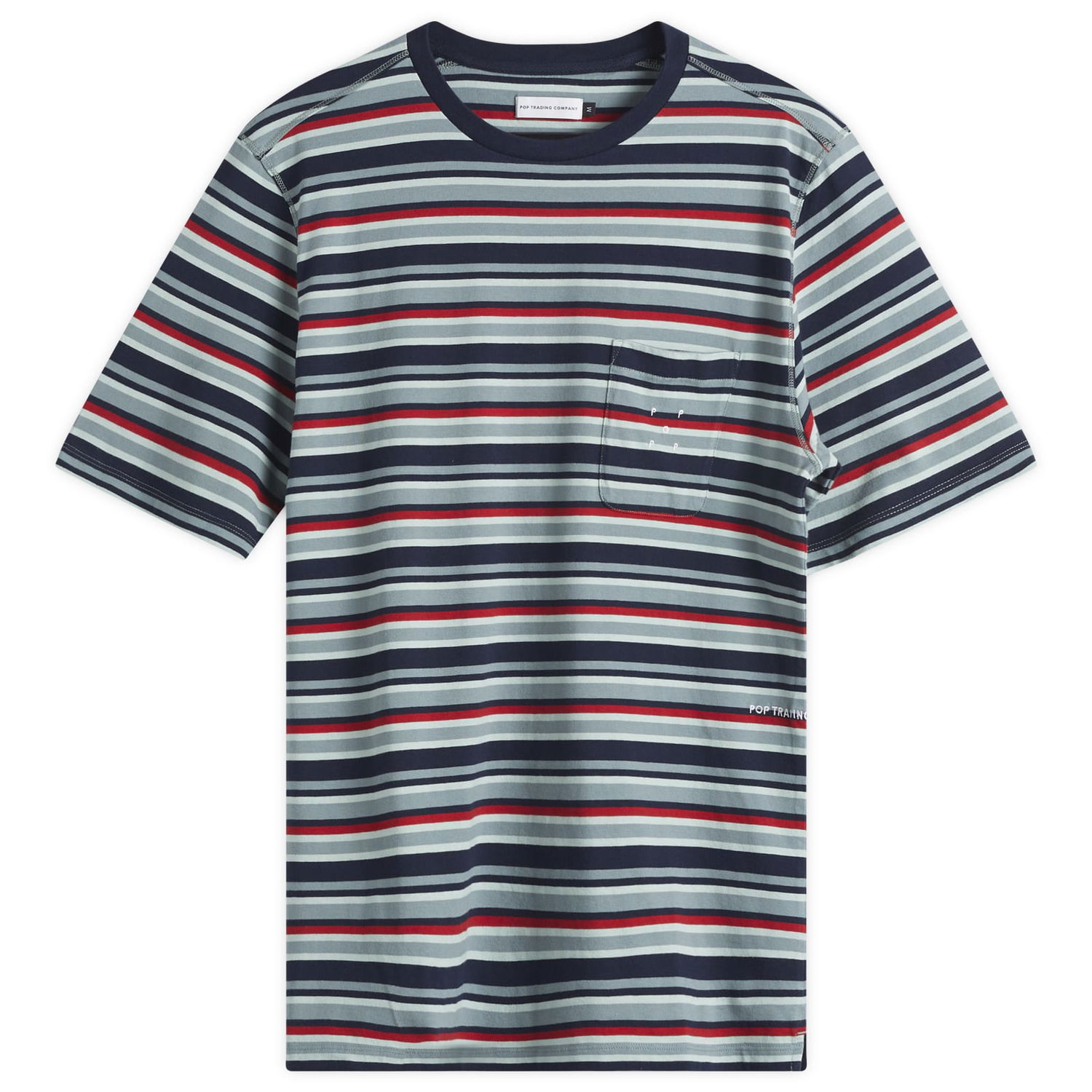 T-paita Pop Trading Company Pop Trading Company Striped Pocket T-Shirt, Size Large Monivärinen | POPSS25-02-007, 0