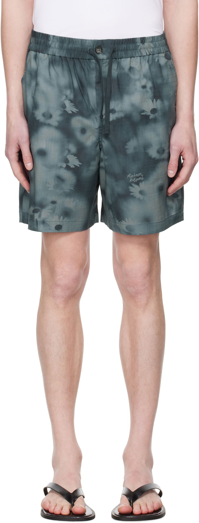 Shortsit MAISON KITSUNÉ Maison Kitsuné Printed Elasticated Shorts Vihreä | OM01407WW9054