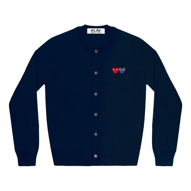 Villapaita Comme des Garçons COMME des GARCONS PLAY Double Emblem Cardigan Tummansininen | AZ-N057-051-2