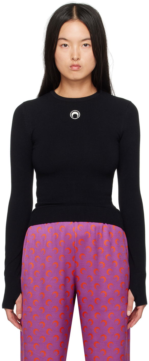 Villapaita Marine Serre Fitted Sweater With Logo Musta | WTK014A