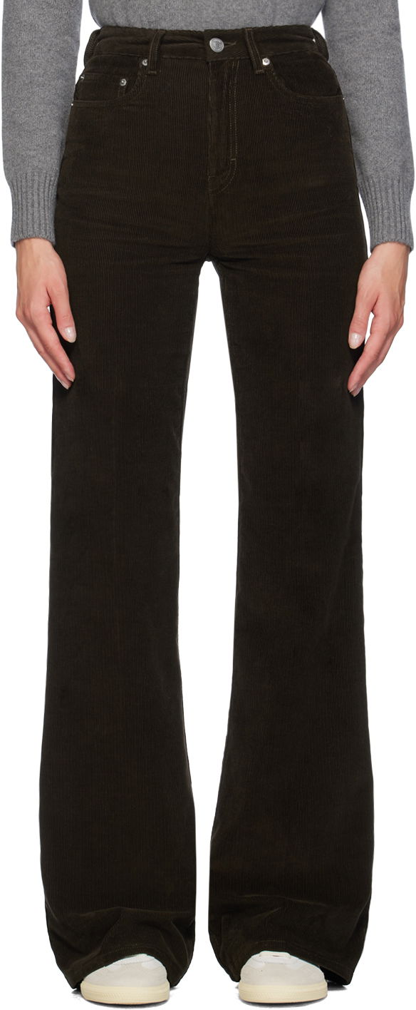 Housut AMI Paris Brown Flared Trousers Musta | FTR420.CO0089