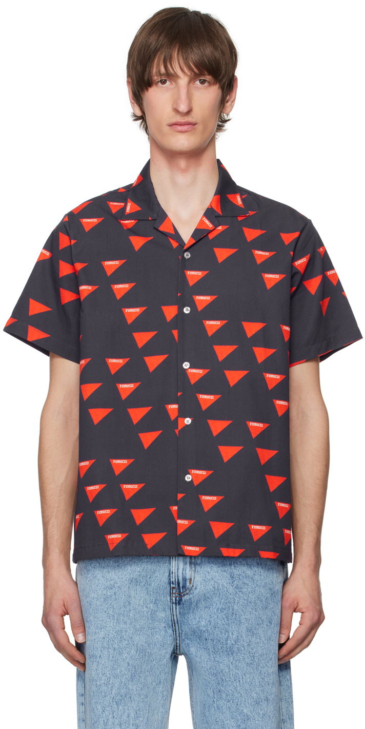 Paita Fiorucci Allover Logo Print Shirt Musta | M20VFLB1CBL