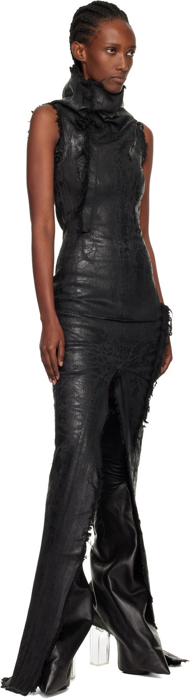 Mekko Rick Owens Distressed Raw-Edge Cowl-Neck Sleeveless Concordians Etna Maxi Dress Musta | RO02E4598 SBMC99, 3