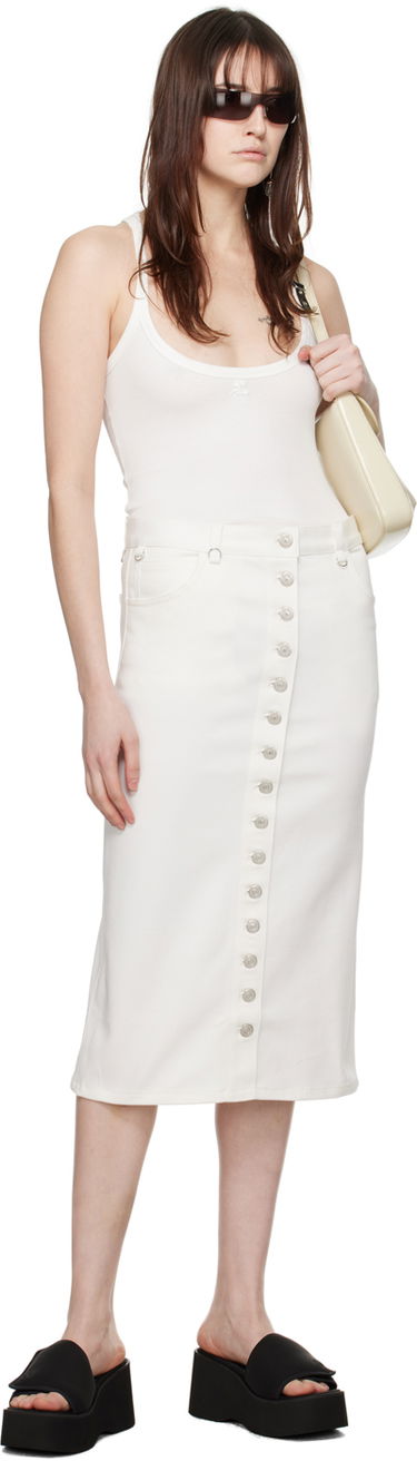 Hame Courrèges Courrèges Multiflex Denim Button-Front Skirt Valkoinen | 124DJU155DE0022, 3