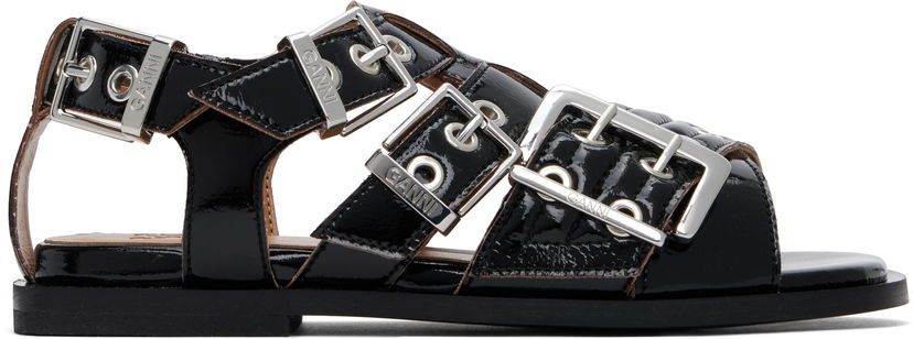 Asusteet GANNI GANNI Buckle Strap Flat Sandals Musta | S2934