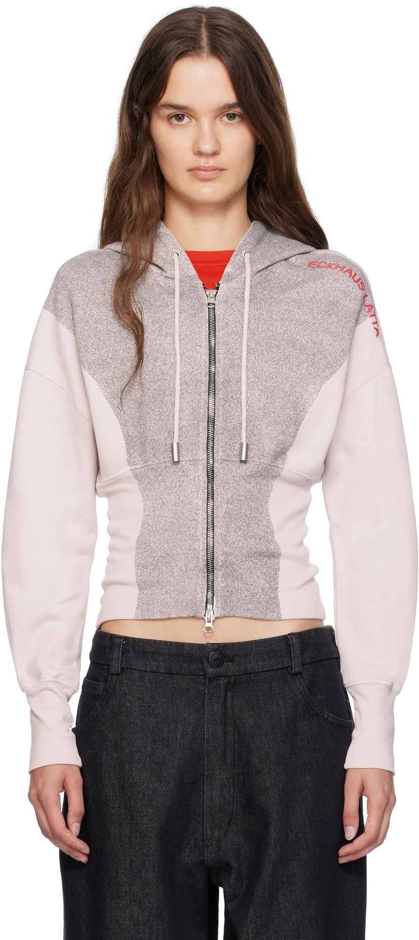 Huppari Eckhaus Latta Eckhaus Latta Snatched Zip-Up Hoodie Vaaleanpunainen | 4000-EL-PF25-P -