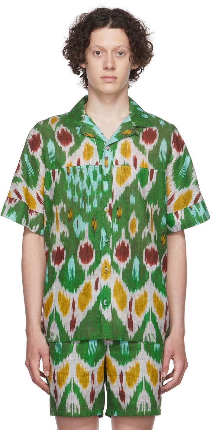 Paita Erdem Erdem Philip Ikat Print Resort Shirt Vihreä | MV22_503MIGCL PHILIP SHIRT