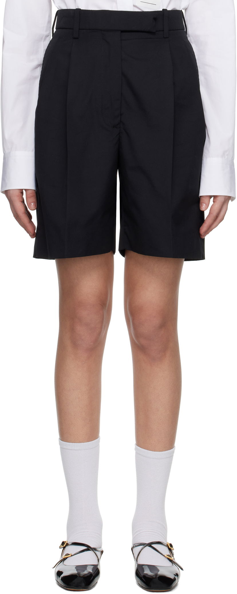 Shortsit Thom Browne Thom Browne Typewriter Cloth Double Pleat Shorts Musta | FTC501U-04502
