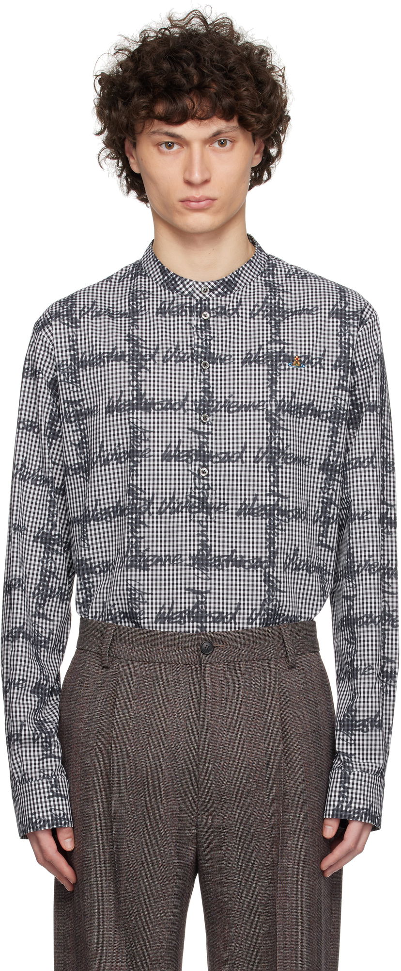Paita Vivienne Westwood Vivienne Westwood Gingham Print Band Collar Shirt Valkoinen | 2401003X-W011T-