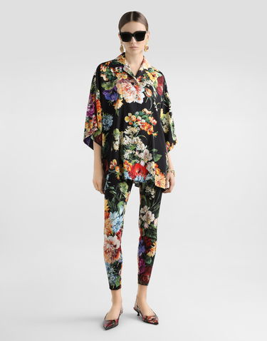Housut Dolce & Gabbana Dolce & Gabbana Charmeuse Flower Bouquet-Print Pants Musta | FTCQ4TFSA7WHN5PC, 1