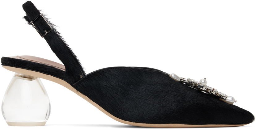 Tennarit ja kengät Simone Rocha Simone Rocha Pointed Slingback Heels with Crystal Embellishment Musta | LH14B 0794
