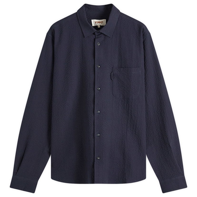 Paita YMC YMC Curtis Seersucker Shirt, Size Large Tummansininen | P2AZI-40