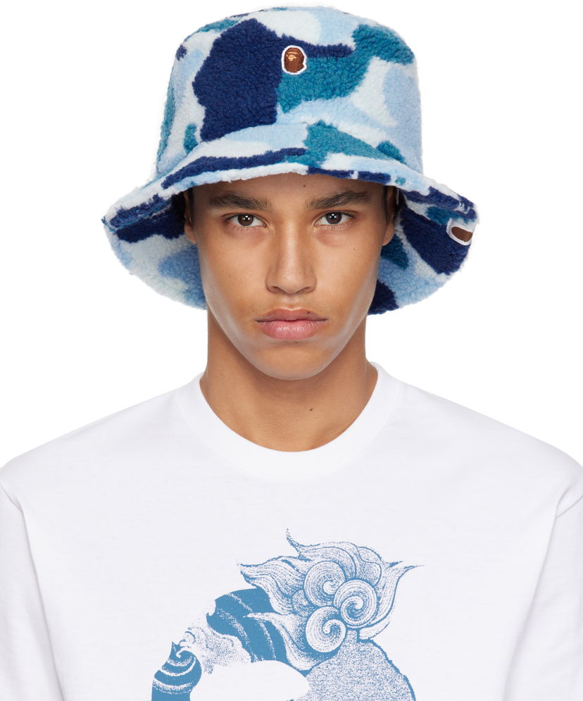 Hattu BAPE A Bathing Ape ABC Camo Boa Fleece Bucket Hat Sininen | 001HTK801006M