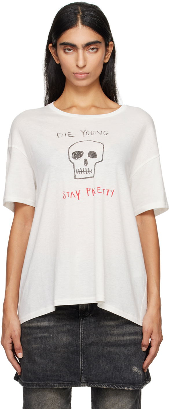 T-paita R13 R13 'Die Young Stay Pretty' T-Shirt Valkoinen | R13WK141-K114B