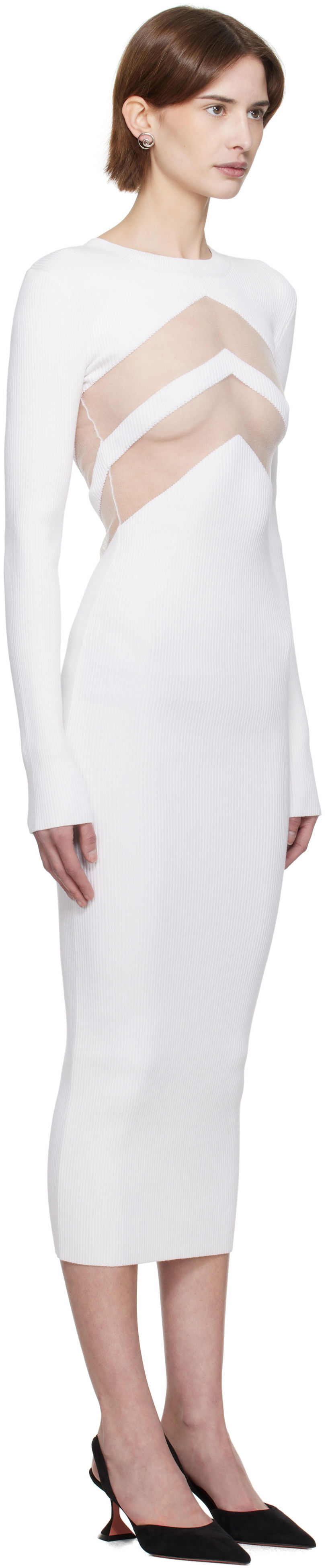 Mekko Jean Paul Gaultier Jean Paul Gaultier 'The Chevrons' Midi Dress Valkoinen | 25/33-F-RO379-M085-01, 1