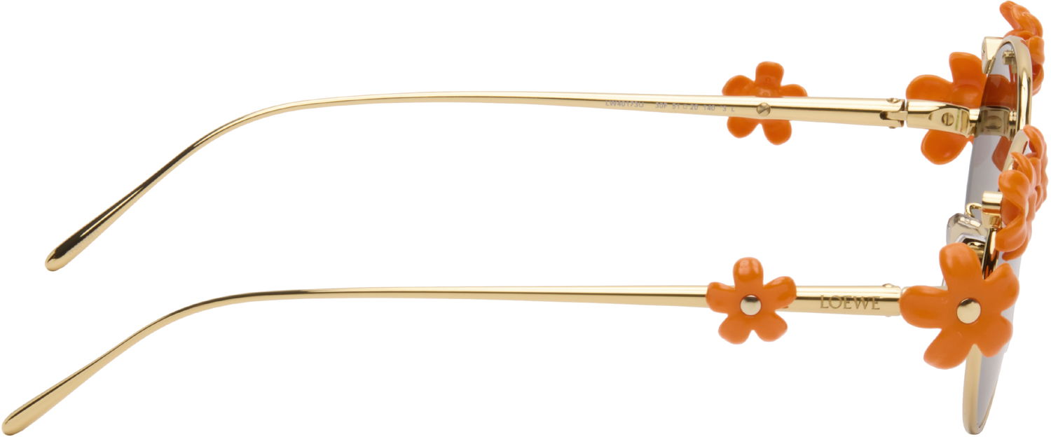 Aurinkolasit Loewe Signature Round-Frame Floral Applique Sunglasses Metallinen | LW40173UM5130F 840126861532, 1