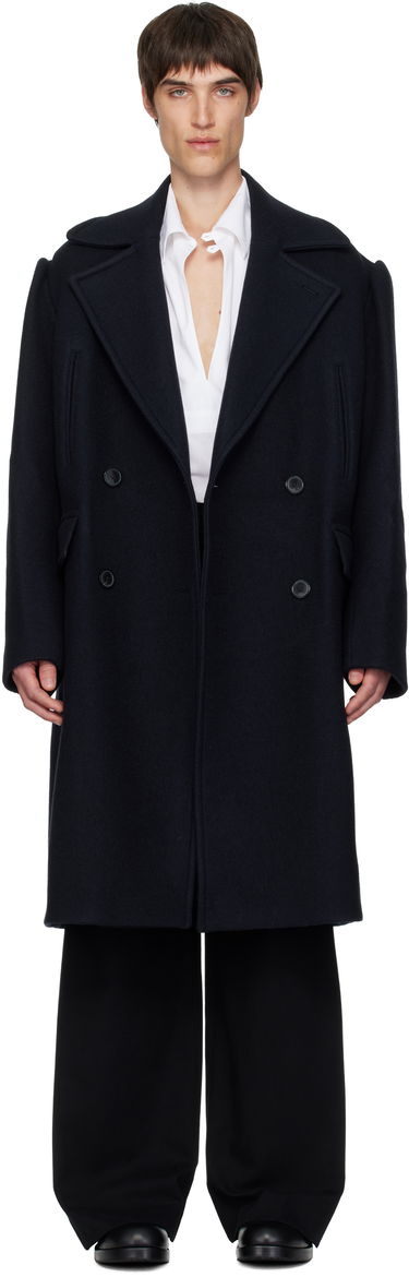 Takit Dries Van Noten Double-Breasted Wide-Lapel Coat Tummansininen | 252-020259-2215, 0
