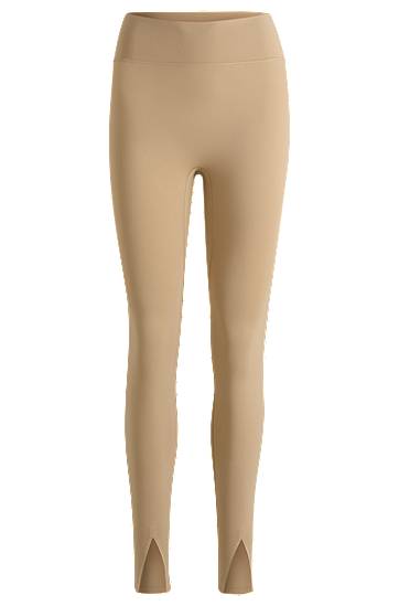 Leggingsit BOSS Stretch Interlock Active Leggings with Slit Hems Beige | 50540834, 0