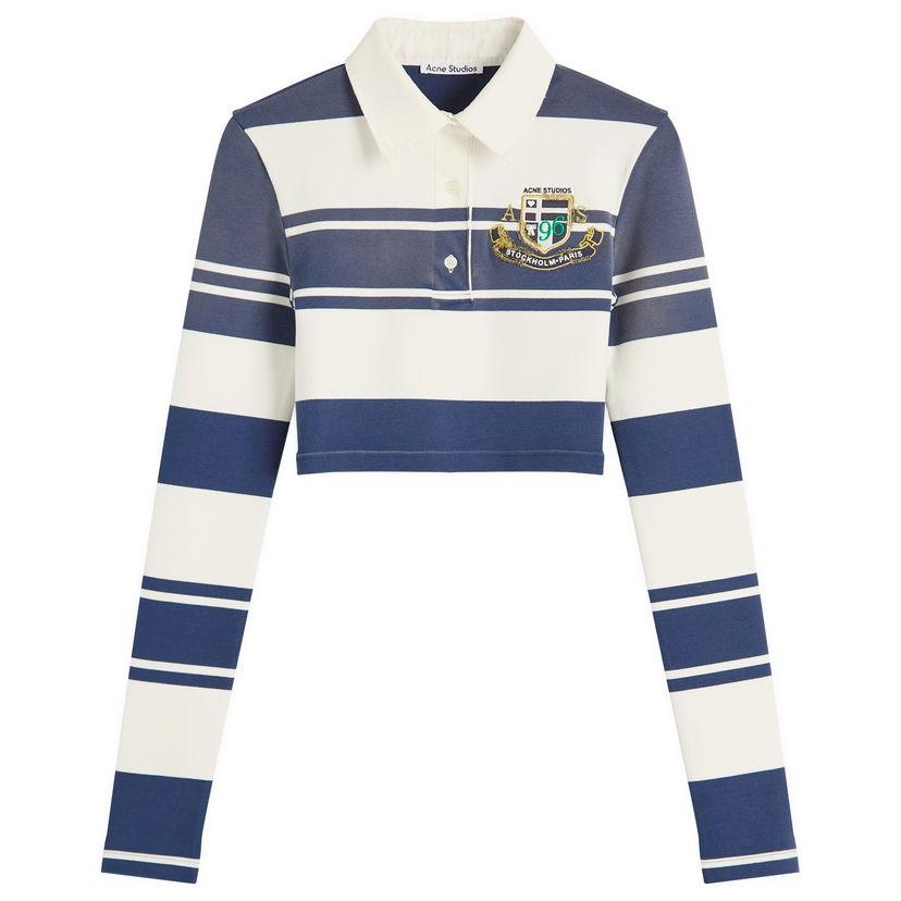 Poolopaita Acne Studios Euston Cropped Striped Polo Shirt, Size Large Sininen | AL0478-BL1