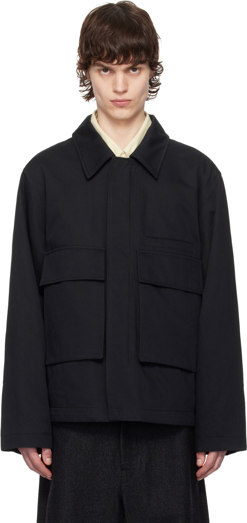 Takki LEMAIRE Lemaire Quilted Jacket with 3D Pockets Musta | OW1108 LF1309