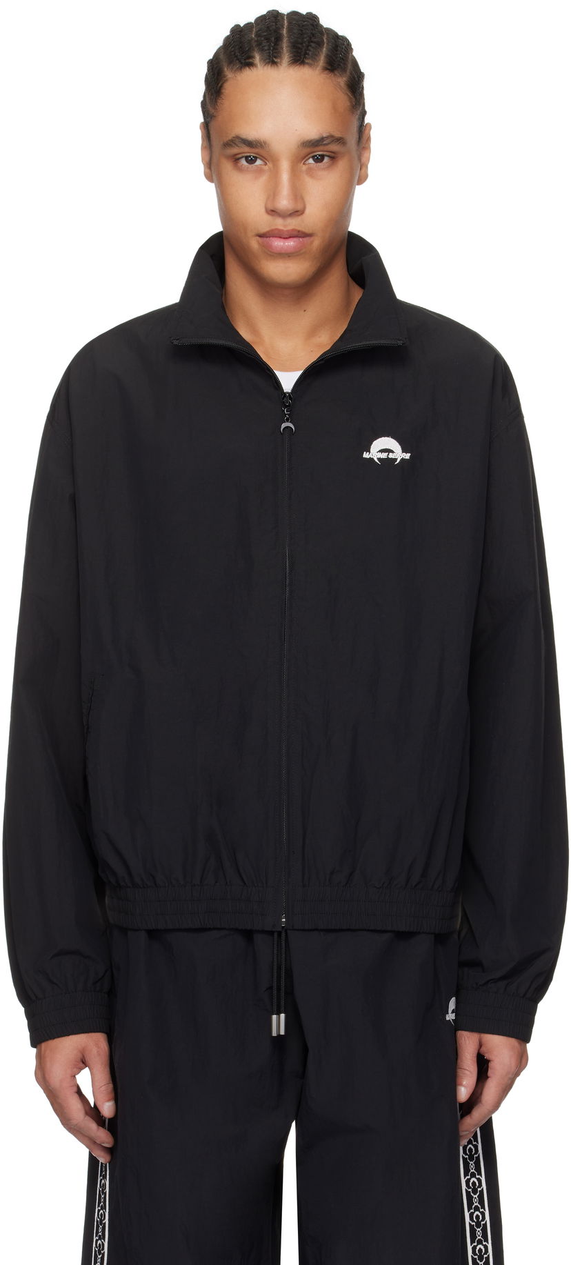 Tuulitakki Marine Serre Marine Serre Recycled Nylon Track Jacket Musta | UJA053B CWOV0041