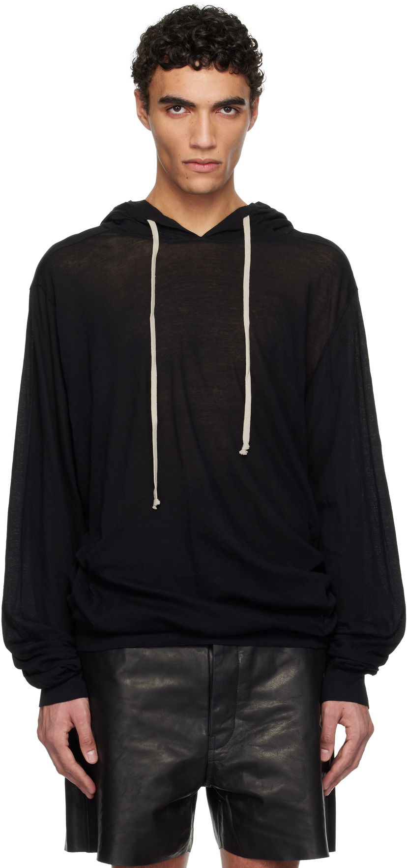 Huppari Rick Owens Rick Owens Hollywood Unstable Cotton Hoodie Musta | RU01E5282 UC