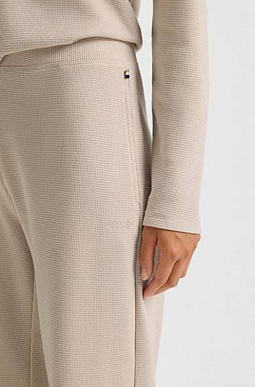 Pyjama BOSS Cotton-blend pyjama bottoms with waffle structure Beige | 50550317, 1