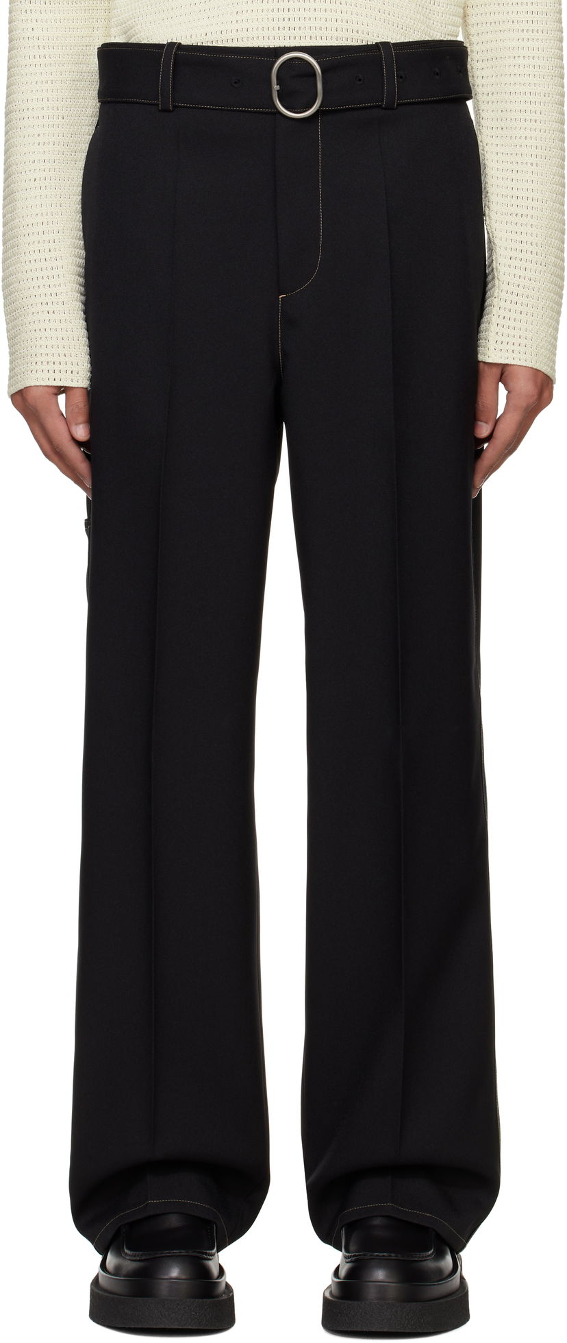 Housut Jil Sander Jil Sander Belted Trousers Musta | J22KA0255_J70001