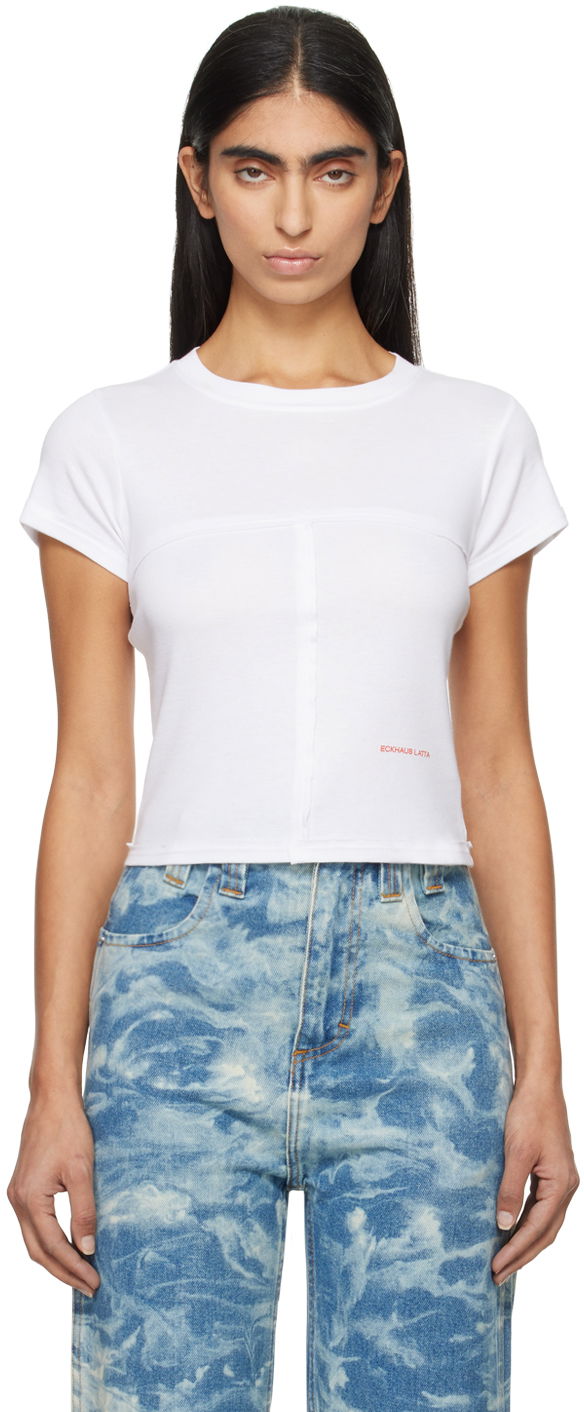 T-paita Eckhaus Latta Lapped Baby T-shirt Valkoinen | 303-EL-PF24-W -