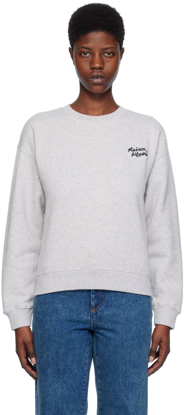 Huppari MAISON KITSUNÉ Handwriting Sweatshirt Harmaa | MW00314KM0307