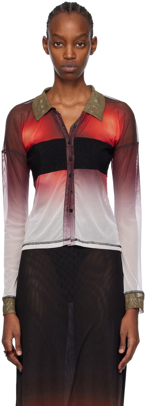Poolopaita Ottolinger Ottolinger Semi-Sheer Long Sleeve Polo Punainen | 103401