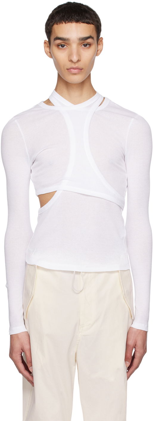 T-paita Dion Lee Modular Cutout Long Sleeve T-Shirt Valkoinen | C3102R23