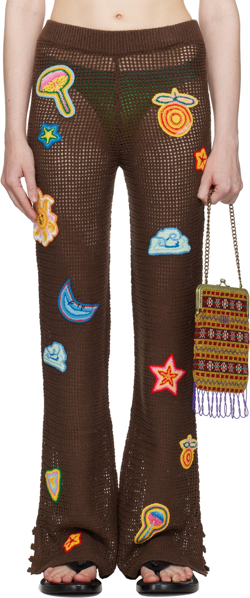 Housut Casablanca Casablanca Crochet Motif Trousers Ruskea | WS25-KW-940-01