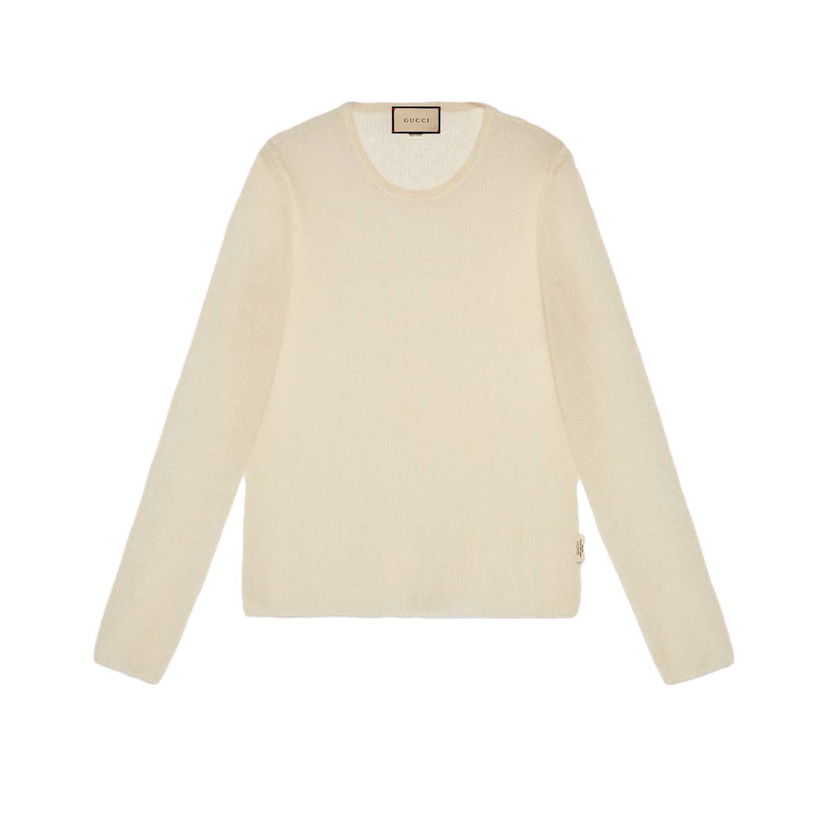 Villapaita Gucci Silk Mohair Sweater Ivory Beige | 758085 XKDIQ 9166