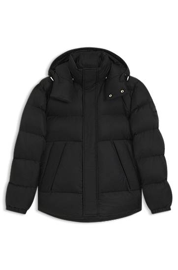 Puffer takki BOSS Water-Repellent Monogram Jacquard Puffer Jacket Musta | 50548727