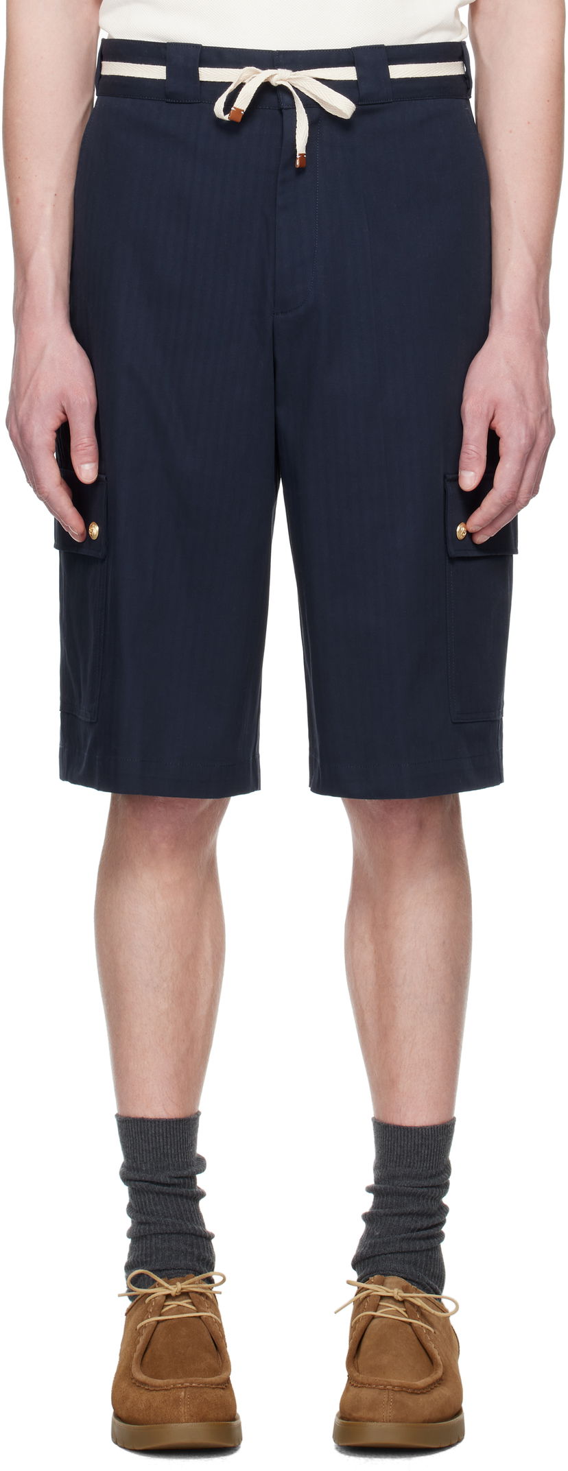 Shortsit Drôle de Monsieur Drole De Monsieur 'Le Short Workwear Chevron' Shorts Tummansininen | G-BS155-CO106-NY