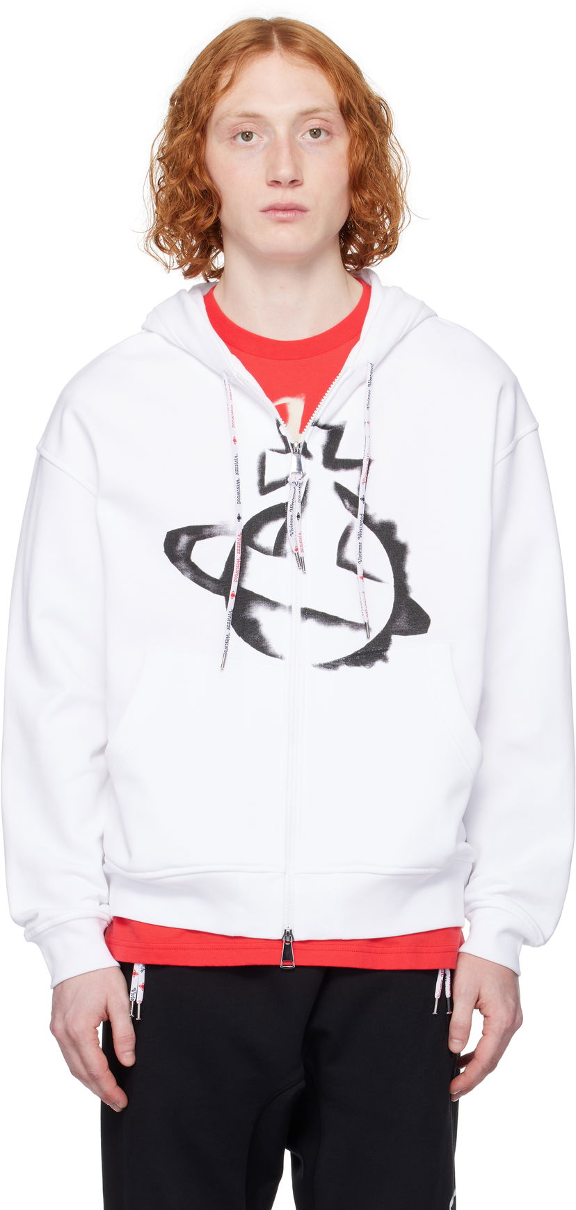 Huppari Vivienne Westwood Vivienne Westwood Stencil Orb Zip Hoodie Valkoinen | 2I01000I-J006O-