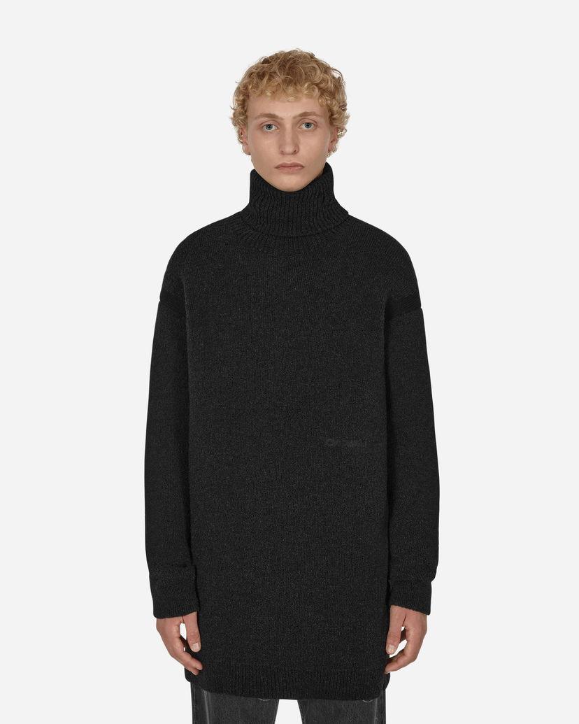 Villapaita Off-White Micro Bouclé Knit Turtleneck Black Musta | OMHF039F22KNI001 1010