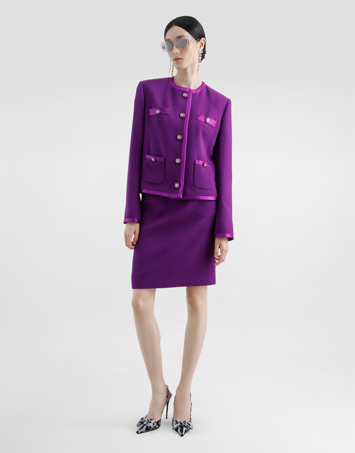 Hame Dolce & Gabbana Dolce & Gabbana Wool Crepe Midi Pencil Skirt Violetti | F4C1ETFU2TZF0373, 1